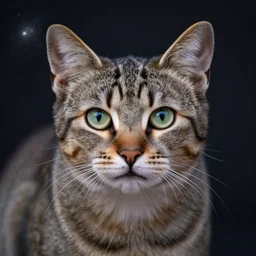 realistic photo of a galactic cat, highly detailed,