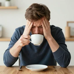 a young british man struggling to make a cup of tea