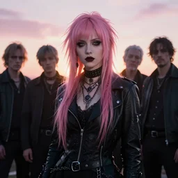 photographic portrait of a stunningly beautiful gothic punk cyberpunk pink hair female in soft dreamy light at sunset, god rays, contemporary fashion shoot, by edward robert hughes, annie leibovitz and steve mccurry, david lazar, jimmy nelsson, breathtaking, 8 k resolution, extremely detailed, beautiful, establishing shot, artistic, hyperrealistic, beautiful face, octane render