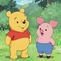 Winnie the pooh and piglet as anime charaters
