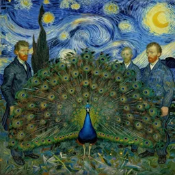 the vision of the universal peacock by kay nielsen, john bauer, james c. christensen, and vincent van gogh, symbolist, visionary