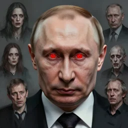 vladimir putin, is horror gremlin ghoul, putin awe face, red glowing eyes, toothless horror macabre face, by donato giancola and greg rutkowski and wayne barlow and zdzisław beksinski, realistic face, digital art