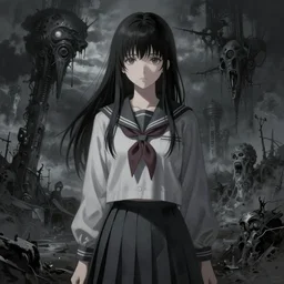 h. r. giger!!!! inspired rei ayanami!!!, japanese girl school uniform, waterhouse, gloomy, grey, dark scifi, in the style of naoko takeuchi, yoshitaka amano!!!!!! chris foss and alan lee, zdzislaw beksinski, ruan jia beautiful!!!!