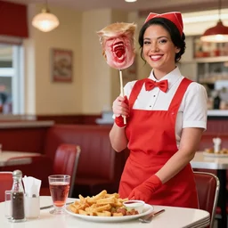 donald trump as a female waitress at a diner