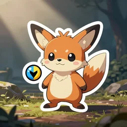 cute miss mascot feunnec feunnec fennekin pokemon sticker art, cronobreaker, beeple game icon