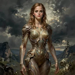 emma watson with an very long torso, possibly extra limbs, intricate, detailed, digital painting, concept art, by artgerm and greg rutkowski