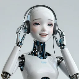 beautiful humanoid robot, listening to godly music, crying eyes, happyness, highly detailed, perfect proportions, highly intricate, art by tom bagshaw and alex gray