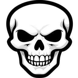 gaming logo skull, vector graphic, aggressive eyes white background