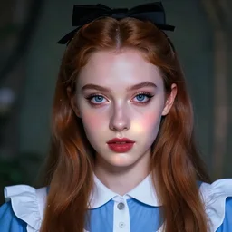hyper realistic of pretty girl, lighting alice in wonderland, dj sura face, artgerm, ilya