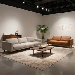 sofa and lounge chairs as exhibition exposition