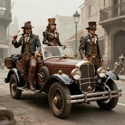 steampunk gangster vintage car