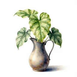 watercolor style pitcher plant, professional studio photo, full body, isolated on a pure white background, centered, entire subject in frame, sharp focus, soft studio lighting
