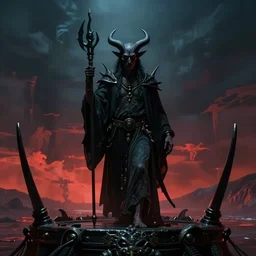 Charon the demon ferryman of Hades, by Rolf Armstrong, dramatic lighting, high contrast colors, panoramic view, as trending on Artstation,