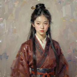 portrait of taeyeon as diao chan from romance of three kingdoms in the paintetly style of WLOP, artgerm, brush stroke oil painting, imagine fx, artstation