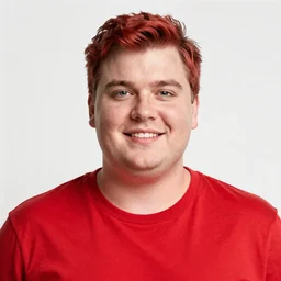 a 30 year old a bit overweight white guy with a red tshirt and short dark blonde hair funko pop close up highly detailed photo