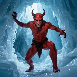 devil posing in the ice cave. greg rutkowski. boris vallejo. color grading lut 3 8 4 0 x 2 1 6 0