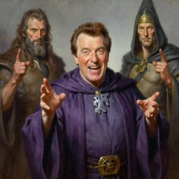 don rickles as a wizard, fantasy oil painting by tim hildebrandt and wally wood and frank frazetta, detailed art