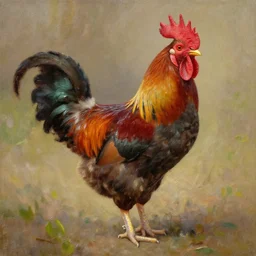 oil painting of a rooster