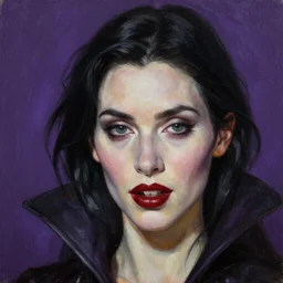 close up face of a beautiful bond female VAMPIRE portrait, oil on canvas, artgerm, norman rockwell, craig mulins, trending on pxiv,