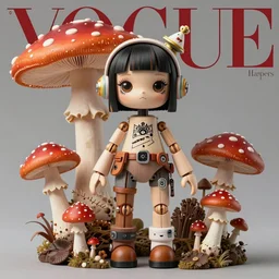 a beautiful jointed wooden art doll, super dollfie, biopunk, mushrooms, fungi, fly agaric, tim walker, chie yoshii, martine johanna, casey weldon, wenjun lin, fashion magazine, vogue, harper's bazaar art, intricate, 8 k render in octane, sharp focus