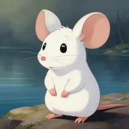 animated white mouse with big ears portrait, dramatic light, lake background, 2 0 0 mm focal length, painted by stanley lau, painted by greg rutkowski, painted by stanley artgerm, digital art, trending on artstation