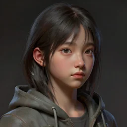 clothed, worksafe. cgsociety, by wlop, ilya kuvshinov, krenz cushart, greg rutkowski, trending on artstation. zbrush sculpt, octane, maya, houdini, vfx. close - up face of a cute young japanese filipino girl. digital painting, large brush strokes. cinematic dramatic atmosphere, sharp focus, soft volumetric studio lighting.