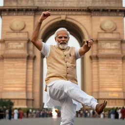 narendra modi dancing in india gate closeup, india, detailed, photography alexey kurylev, cinematic