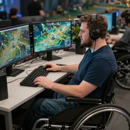 disabled man playing league of legends with facecam