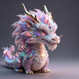 furry fluffy iridescent dragon, by greg rutkowski, trending on artstation, detailed, intricate, elegent, cinematic, 4 k, dramatic lighting