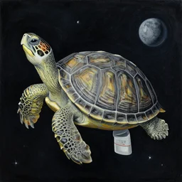 a surrealist painting of a turtle in space, by salvador dale, high detail, perfect artwork, clean lines