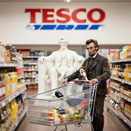 Abraham Lincoln shopping in tesco