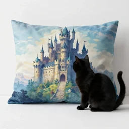 sofaniphobia castle, a johannes moreelse and keiichi tanaami ocean academia print, the softness of the pillow startled the black cat
