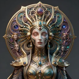 artstation futuristic 3 d model of hyper - detailed beautiful groovypunk queen of santino galaxy in full regal attire. face portrait. art nouveau!!!, symbolist, visionary, baroque, giant fractal details. horizontal symmetry by zdzisław beksinski, iris van herpen, raymond swanland and alphonse mucha. hyper - real, beautiful