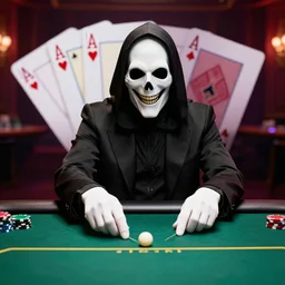 grimreaper with a smile playing poker