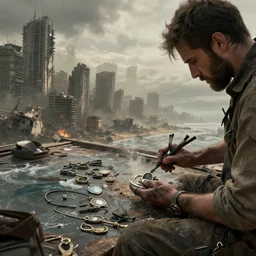 jew making halacoast, in apocalyptic city