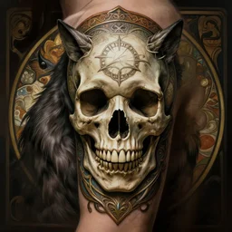 hear no evil, see no evil, speak no evil, skull tattoo, intricate, cinematic lighting, highly detailed, digital painting, artstation, concept art, smooth, sharp focus, 8k, illustration, art by Artgerm and Greg Rutkowski and Alphonse Mucha
