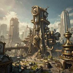 a steampunk city