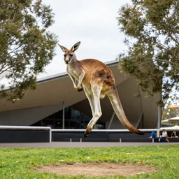 kangaroo doing parkour at the adelaide festival center