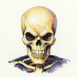 macro head shot centered ink colored airbrushed gouache sketch by tex avery centered symmetrical headshot of maniac skeletor in the style ofj scott campbell