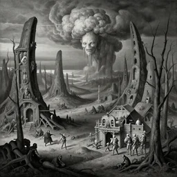 a blighted hellscape in the style of hieronymus bosch n - 4