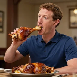 mark zuckerberg eating a giant turkey leg, unreal engine 5, uncanny valley