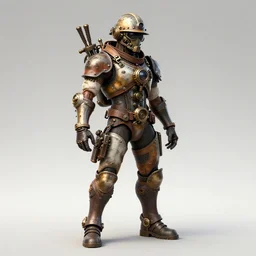 a knolling of a steampunk engineer