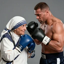 photo of mother Teresa boxing mike Tyson
