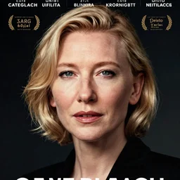 retro scifi portrait of cate blanchett ,poster
