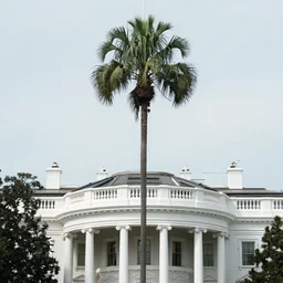 palm tree on top of the white house