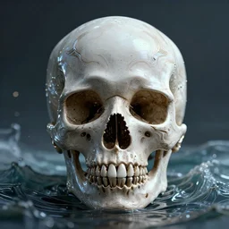 a skull emerging from the ocean, intricate abstract. delicate artwork. by tooth wu, wlop, beeple, dan mumford. octane render, trending on artstation, greg rutkowski very coherent symmetrical artwork. cinematic, hyper realism, high detail, octane render, 8 k, depth of field, bokeh. chrome accents.