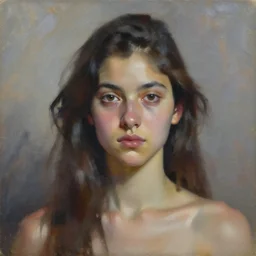young woman by henry asencio, masterpiece, painting, brush strokes, vivid