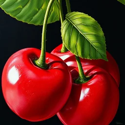 a realistic close - up cherries painting by salvador dali, fine details