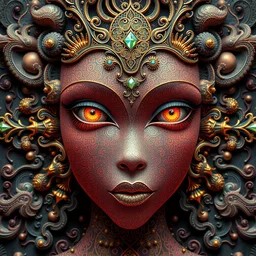 wonderful princess of fractals and patterns, beautiful face, hyper detailed, background intricate and detailed, ornate 8 k gorgeous intricate detailed, octane render, psychedelic