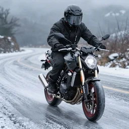 motorcycle on icy road f / 1. 8